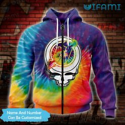 NJ Devils Hoodie 3D Grateful Dead Tie Dye Custom New Jersey Devils Zip Up