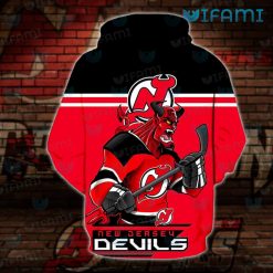 NJ Devils Hoodie 3D Mascot Logo New Jersey Devils Present Back