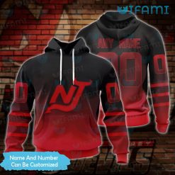 NJ Devils Hoodie 3D Retro Gradient Design Custom New Jersey Devils Gift