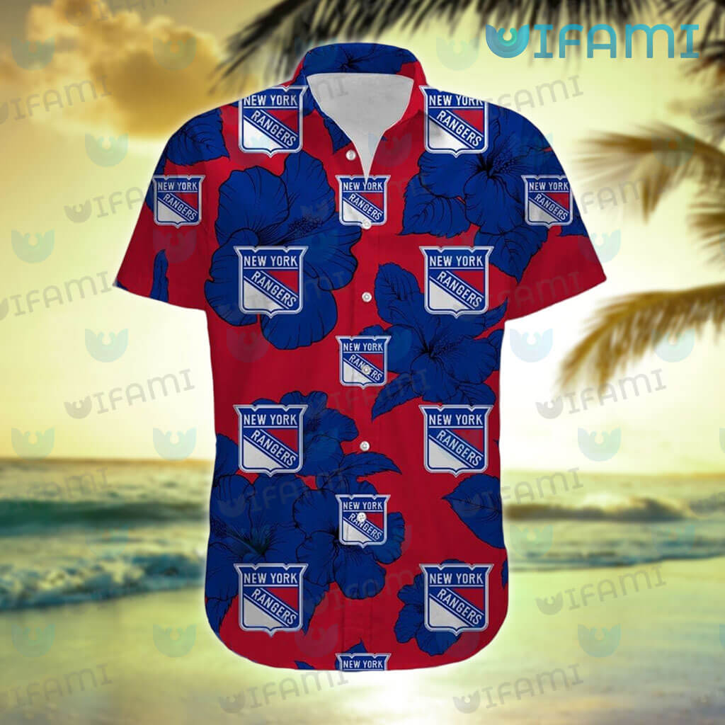 New York Rangers Tropical Flower Hawaiian Shirt Beach Shorts