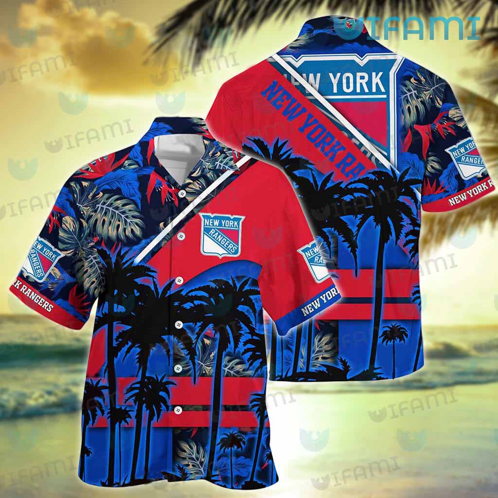 NY Rangers Hawaiian Shirt Tropical Tree Logo New York Rangers Gift