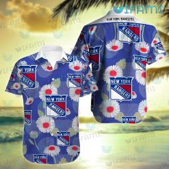 NY Rangers Hawaiian Shirt White Hibiscus Pattern New York Rangers Gift