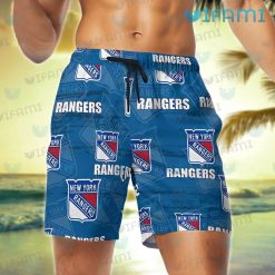 NY Rangers Hawaiian Shirt Logo Pattern New York Rangers Short