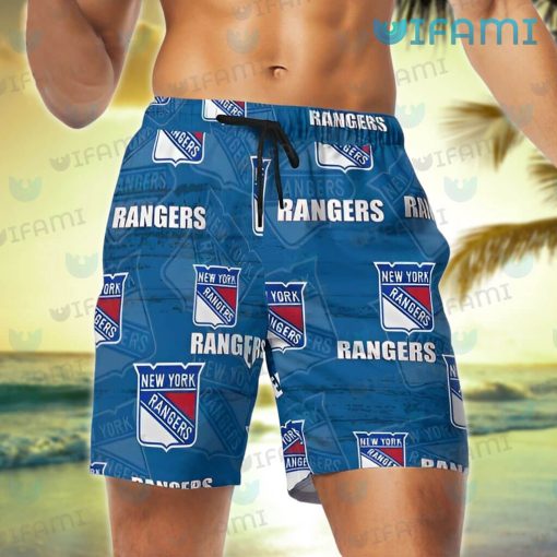 NY Rangers Hawaiian Shirt Logo Pattern New York Rangers Gift