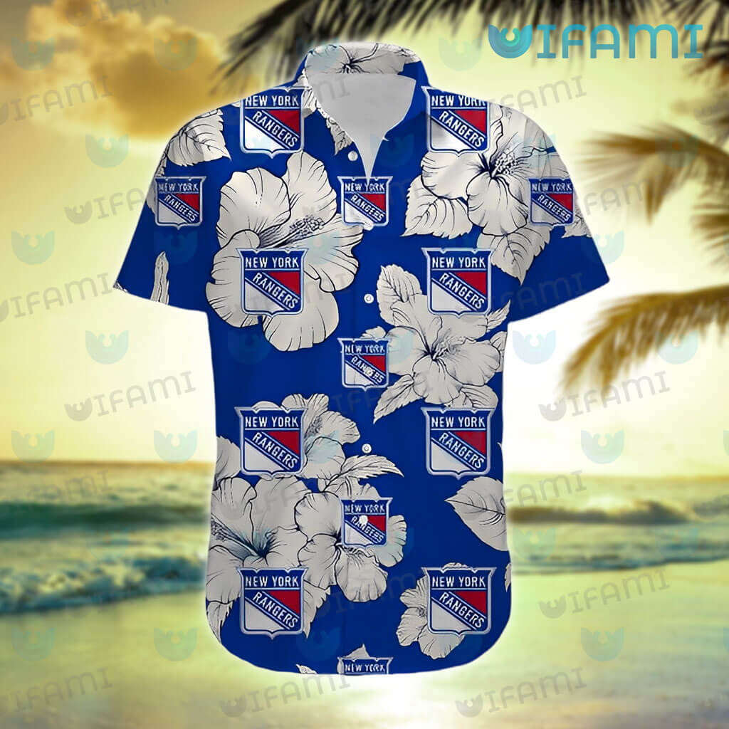 New York Rangers Tropical Flower Hawaiian Shirt Beach Shorts