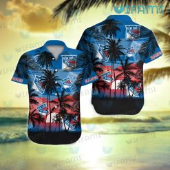 NY Rangers Hawaiian Shirt Sunset Coconut Tree New York Rangers Gift