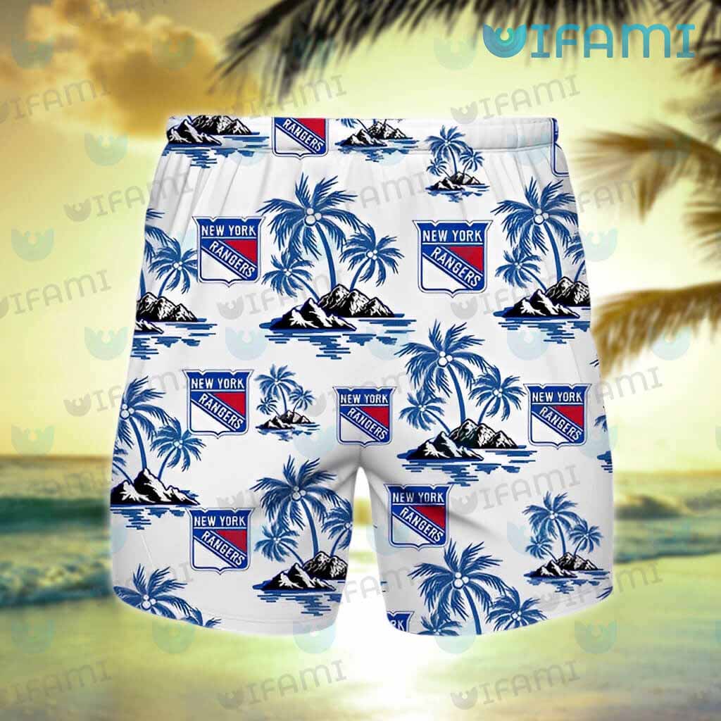 NY Rangers Hawaiian Shirt Tropical Tree Logo New York Rangers Gift