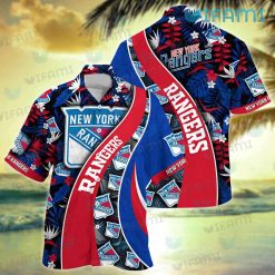 NY Rangers Hawaiian Shirt Tropical Leaves Logo New York Rangers Gift