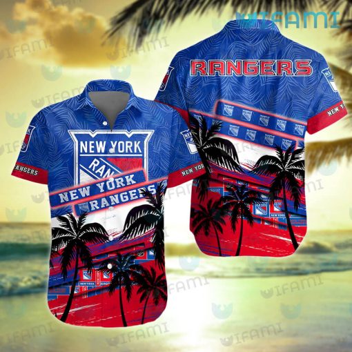 NY Rangers Hawaiian Shirt Tropical Tree Logo New York Rangers Gift