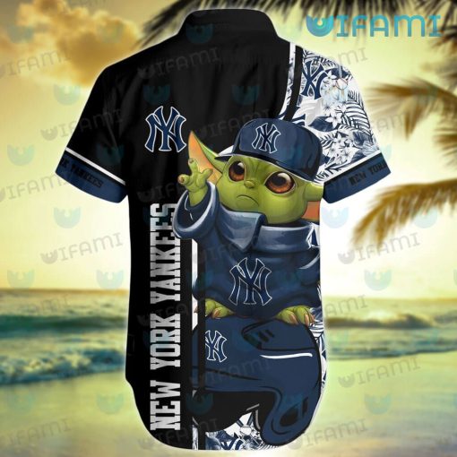 NY Yankees Hawaiian Shirt Baby Yoda Wearing Hat New York Yankees Gift