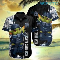 NY Yankees Hawaiian Shirt Baby Yoda Wearing Hat New York Yankees Gift