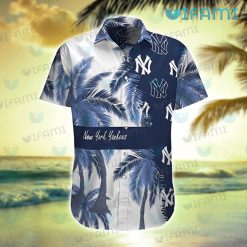 NY Yankees Hawaiian Shirt Coconut Tree Logo New York Yankees Present Front