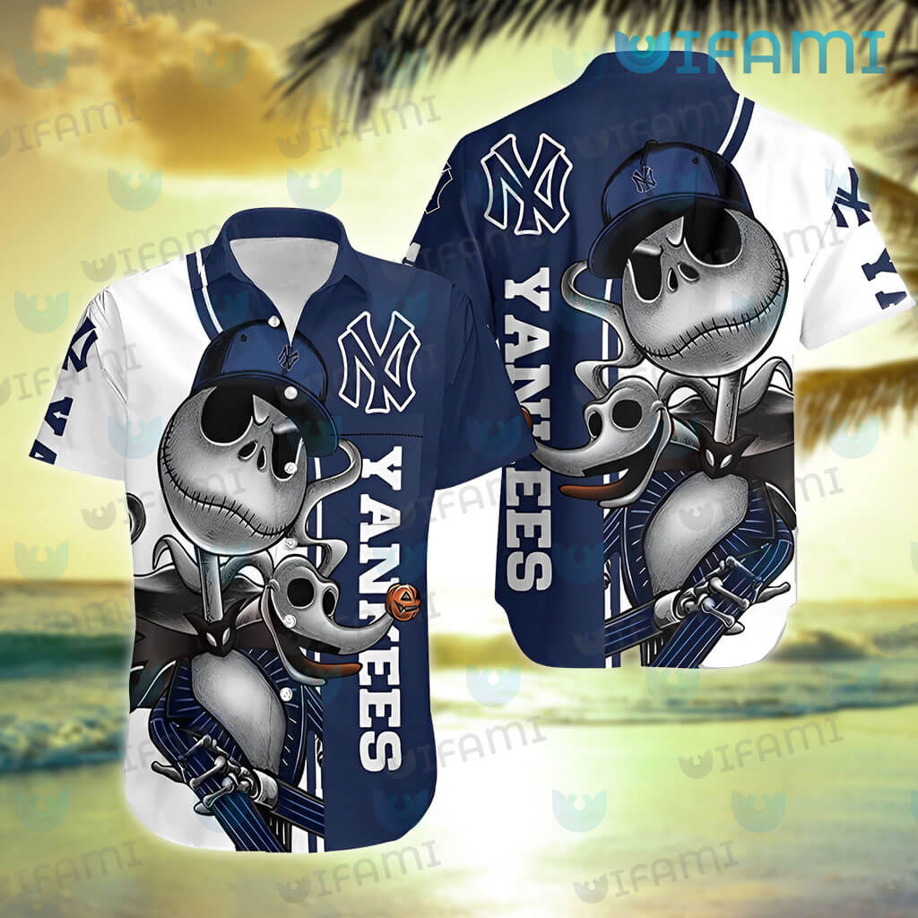 NY Yankees Hawaiian Shirt Jack Skellington Zero New York Yankees