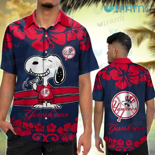 NY Yankees Hawaiian Shirt Snoopy Smile Surfboard New York Yankees Gift