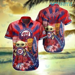 Nationals Hawaiian Shirt Baby Yoda Tiki Mask Washington Nationals Gift