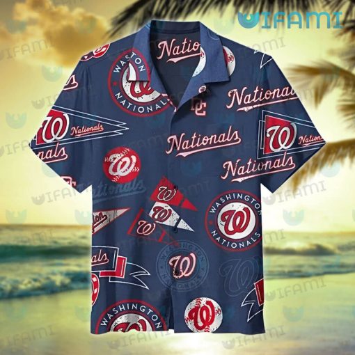 Nationals Hawaiian Shirt Blue Logo History Washington Nationals Gift