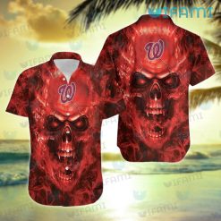 Nationals Hawaiian Shirt Flaming Skull Washington Nationals Gift