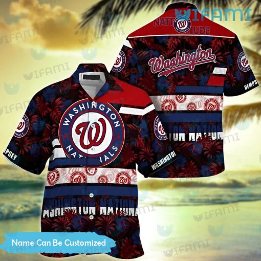 Nationals Hawaiian Shirt Hibiscus Palm Leaf Custom Washington Nationals Gift