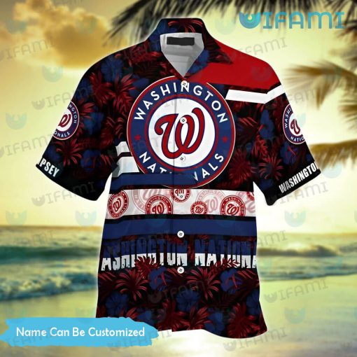 Nationals Hawaiian Shirt Hibiscus Palm Leaf Custom Washington Nationals Gift