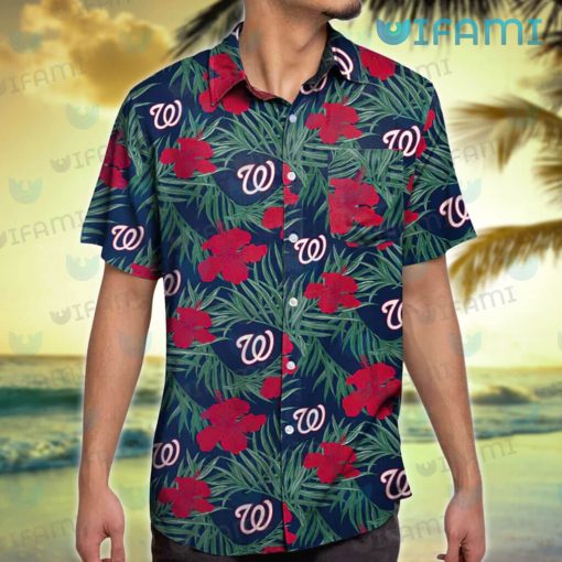 Nationals Hawaiian Shirt Red Hibiscus Pattern Washington Nationals Gift