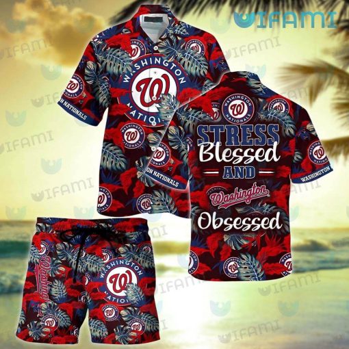 Nationals Hawaiian Shirt Stress Blessed Obsessed Washington Nationals Gift