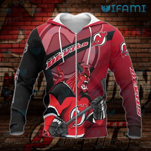 New Jersey Devils Hoodie 3D Big Mascot Logo Jersey Devils Gift