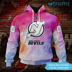 New Jersey Devils Hoodie 3D Breast Cancer Awareness Month Custom Jersey Devils Zip Up