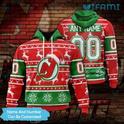 New Jersey Devils Hoodie 3D Christmas Reindeer Snowflake Custom Jersey Devils Gift