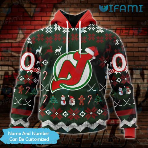 New Jersey Devils Hoodie 3D Christmas Santa Hat Personalized Jersey Devils Gift