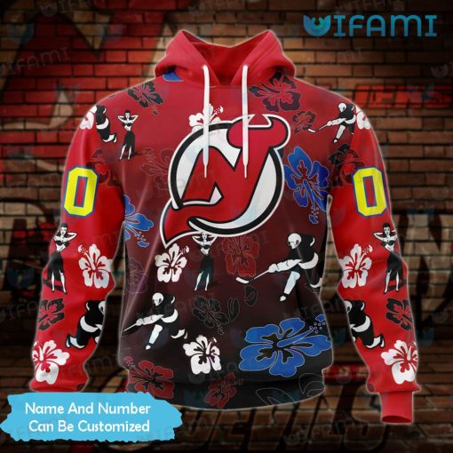 New Jersey Devils Hoodie 3D Hawaii Design Hula Girl Custom Jersey Devils Gift