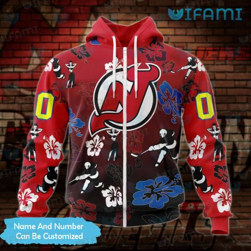 New Jersey Devils Hoodie 3D Hawaii Design Hula Girl Custom Jersey Devils Gift