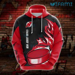 New Jersey Devils Hoodie 3D Puck On Firing Jersey Devils Present