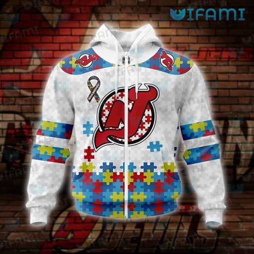 New Jersey Devils Hoodie 3D Puzzle Pieces Autism Awareness Jersey Devils Gift