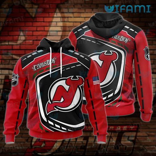 New Jersey Devils Hoodie 3D Red Black Logo Jersey Devils Gift