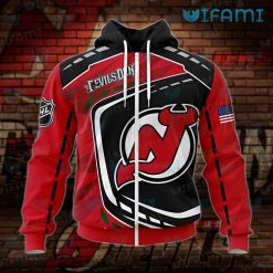 New Jersey Devils Hoodie 3D Red Black Logo Jersey Devils Zip Up