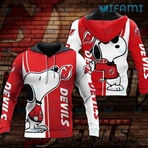 New Jersey Devils Hoodie 3D Snoopy Kiss Logo Jersey Devils Gift