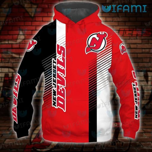 New Jersey Devils Hoodie 3D Stripe Pattern Jersey Devils Gift