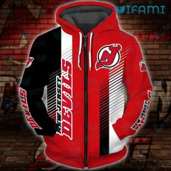 New Jersey Devils Hoodie 3D Stripe Pattern Jersey Devils Zip Up