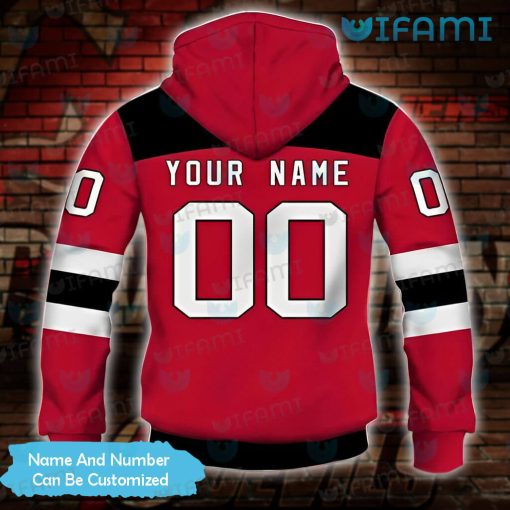 New Jersey Devils Zip Up Hoodie 3D Big Logo Custom Jersey Devils Gift