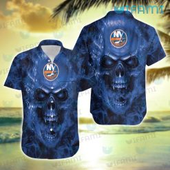 New York Islanders Hawaiian Shirt Flaming Skull Islanders Gift