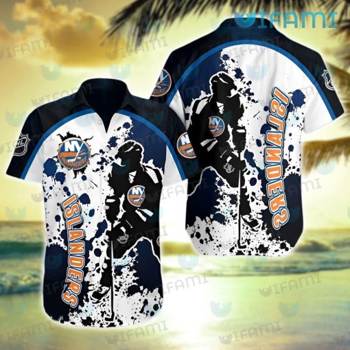 New York Islanders Hawaiian Shirt Hockey Player Splash Pattern Islanders Gift