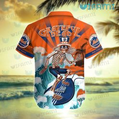 New York Mets Hawaiian Shirt Grateful Dead Skeleton Dancing Mets Present Back