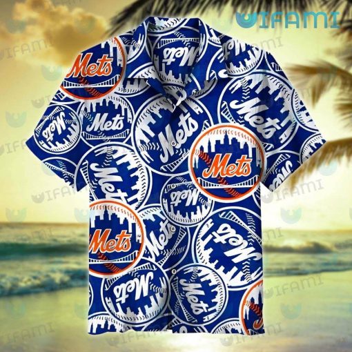 New York Mets Hawaiian Shirt Logo Pattern Mets Gift