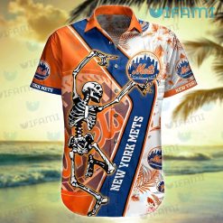New York Mets Hawaiian Shirt Skeleton Dancing Mets Present Front