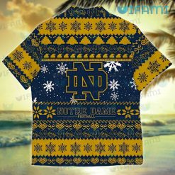Notre Dame Hawaiian Shirt Baby Yoda Lights Christmas Pattern Notre Dame Present Back