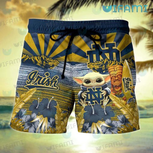 Notre Dame Hawaiian Shirt Baby Yoda Tiki Mask Notre Dame Gift