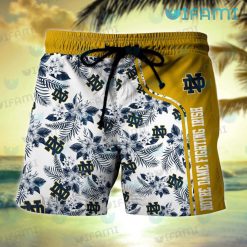 Notre Dame Hawaiian Shirt Baby Yoda Tropical Flower Notre Dame Short