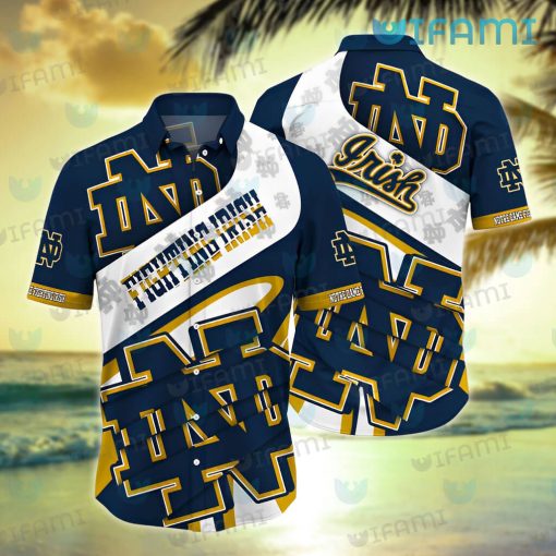 Notre Dame Hawaiian Shirt Big Logo Notre Dame Gift