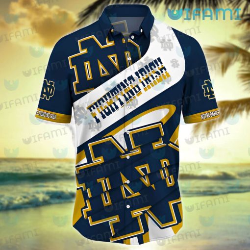 Notre Dame Hawaiian Shirt Big Logo Notre Dame Gift