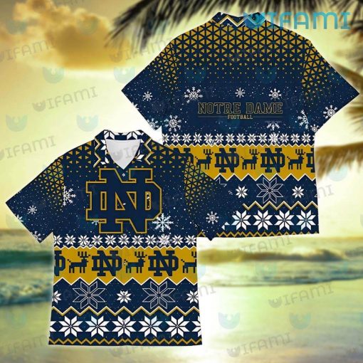 Notre Dame Hawaiian Shirt Christmas Pattern Notre Dame Gift